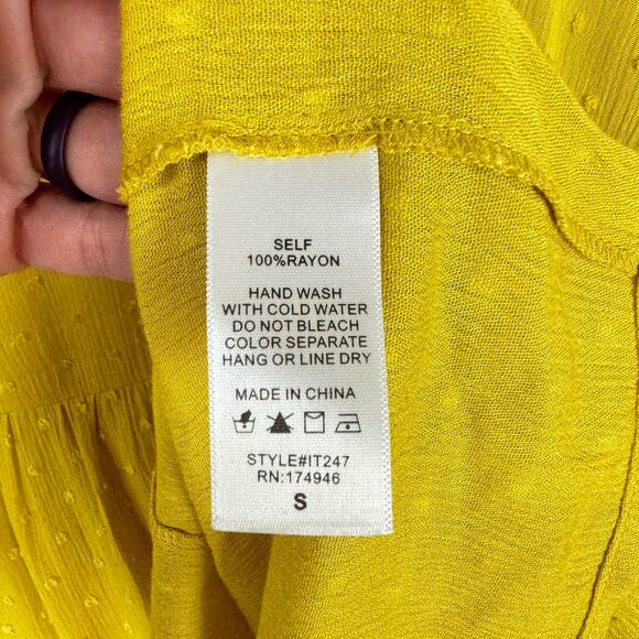 Hailey & Co. Sunshine Yellow Swiss Dot Textured Oversized Relaxed Fit Top - Picture 9 of 9